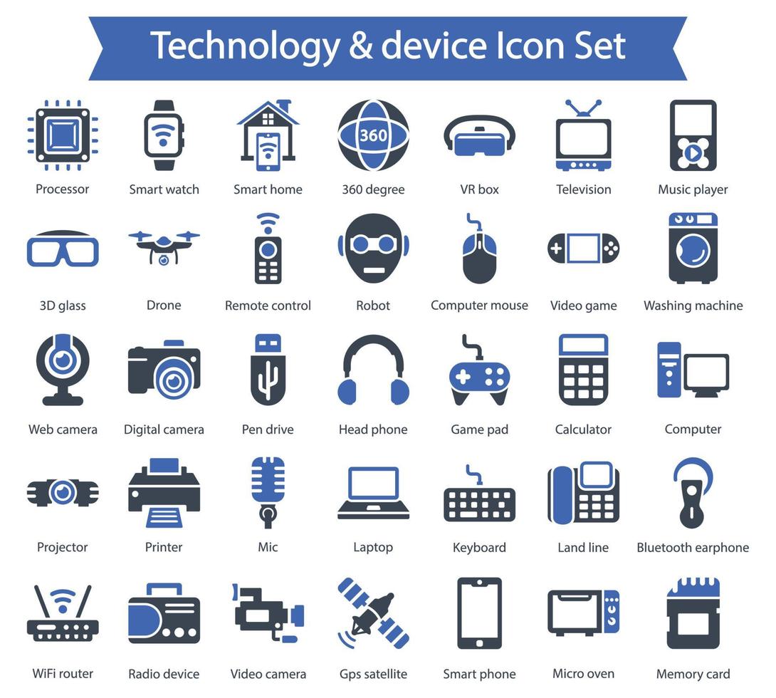 conjunto de iconos de tecnología y dispositivo vector