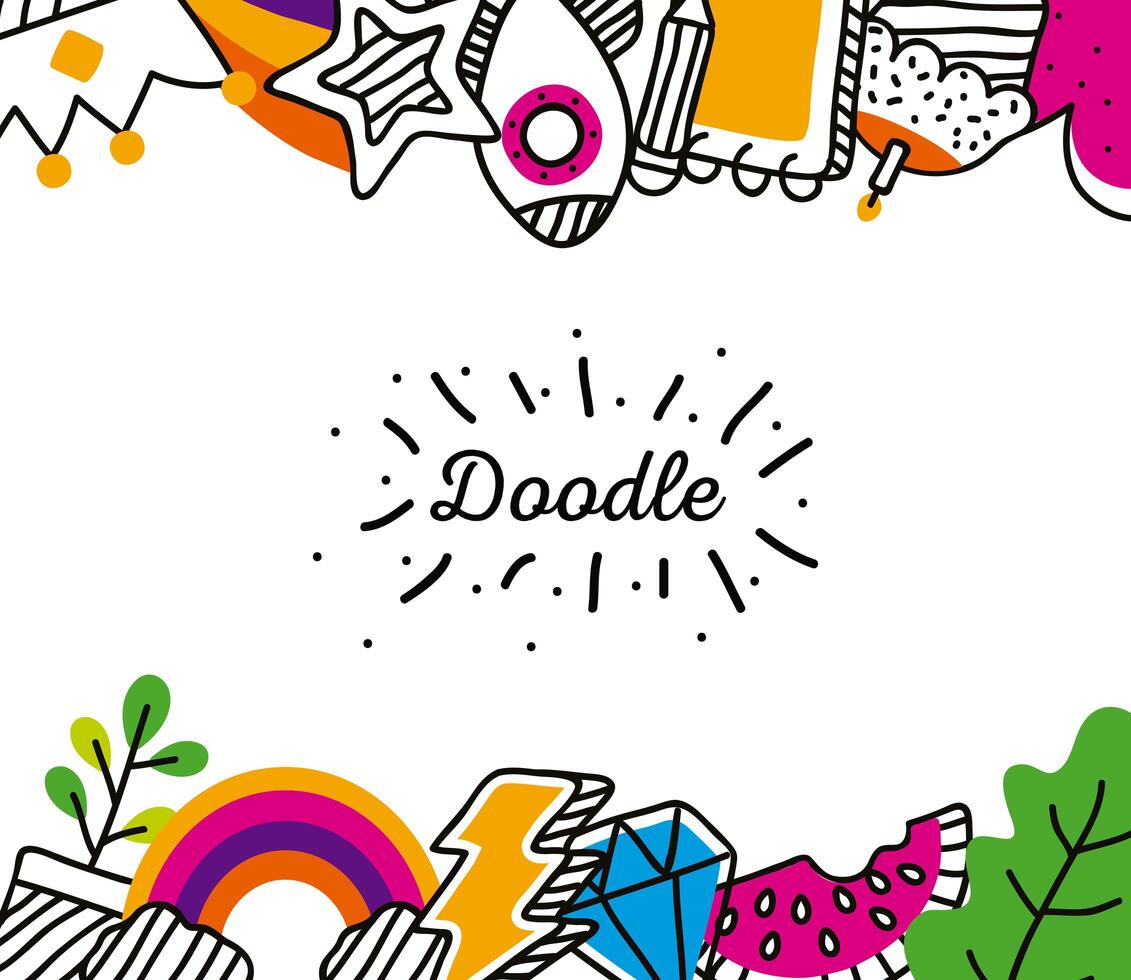 marco de iconos de doodle vector