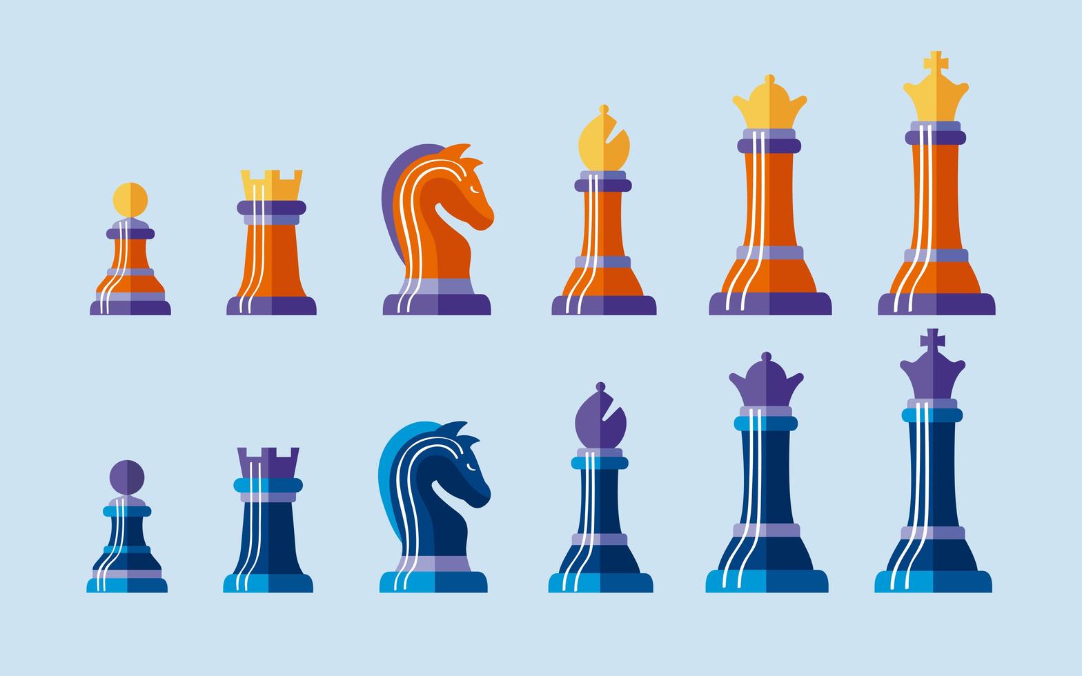 twelve chess pieces vector