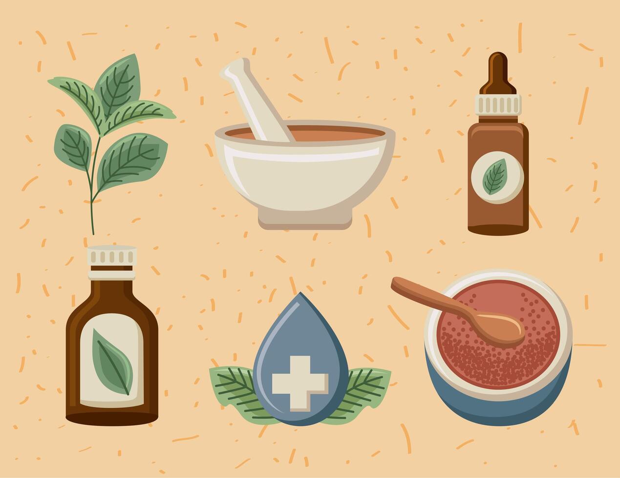 six alternative medicine icons vector