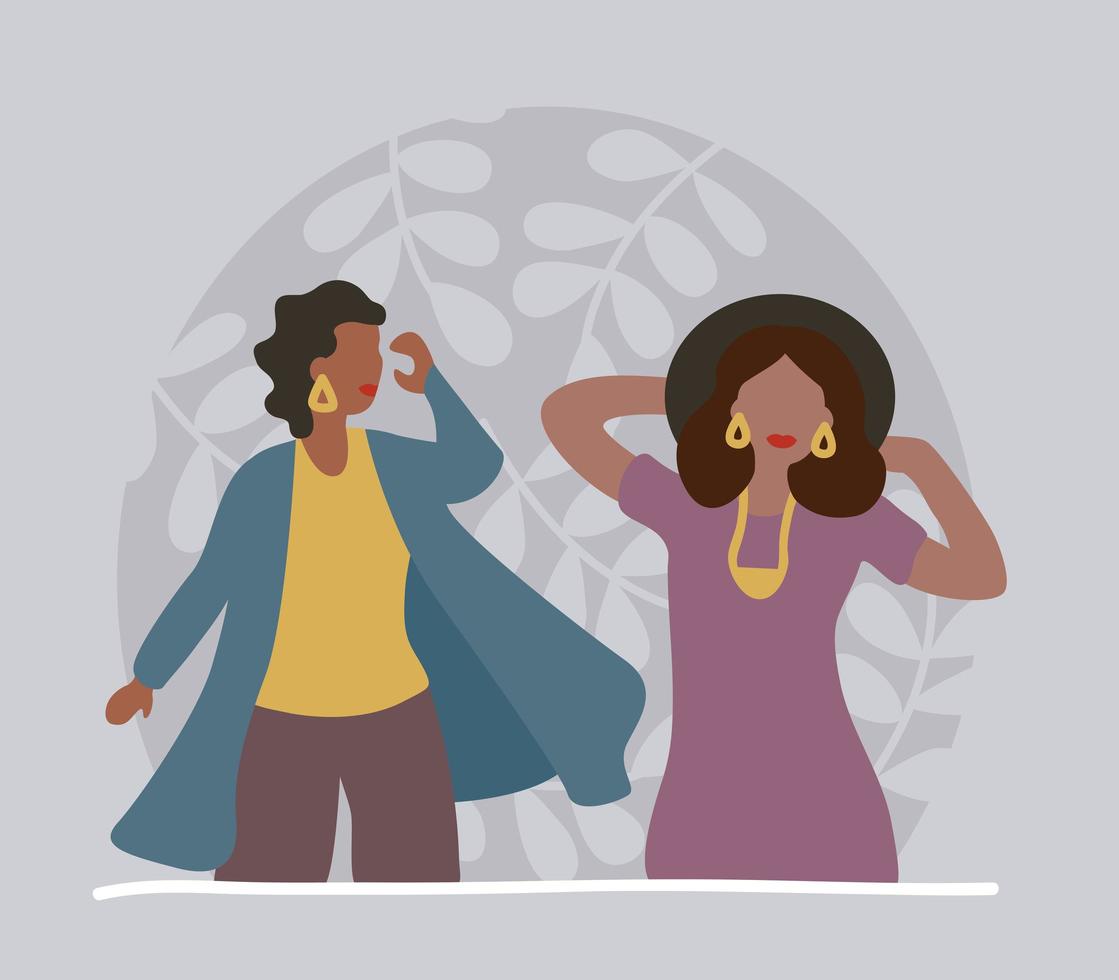 pareja de mujeres afro vector