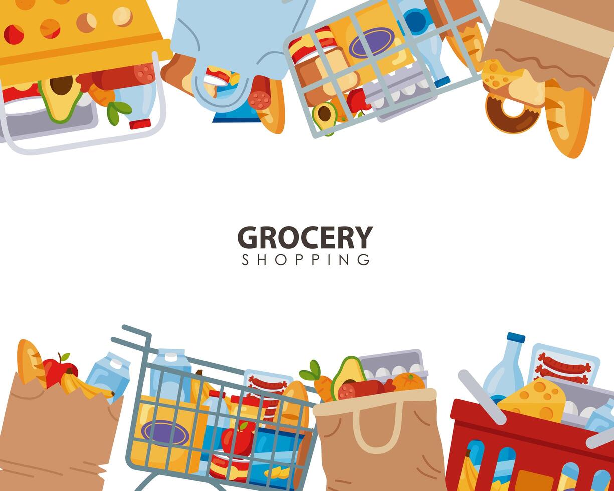 groceries supermaket frame vector