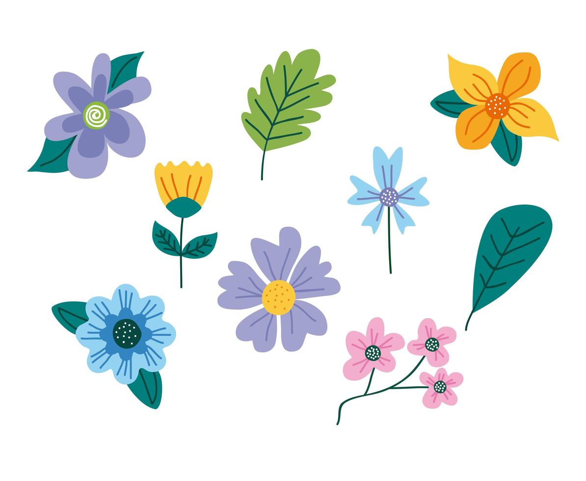 spring nine icons vector