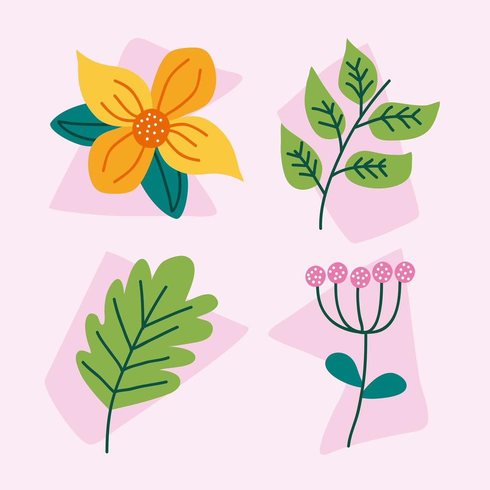 cuatro iconos de primavera vector