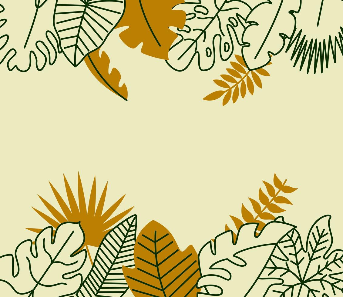 botanical leafs frame vector