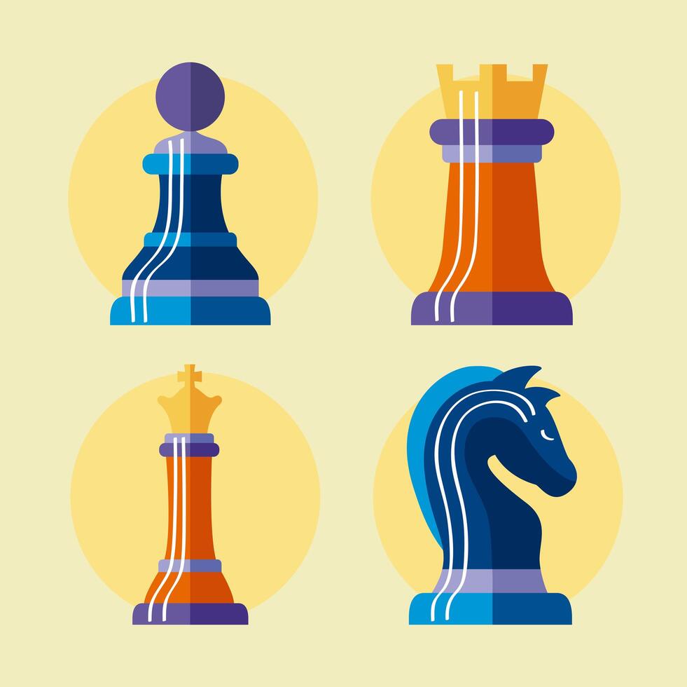 four chess pieces vector