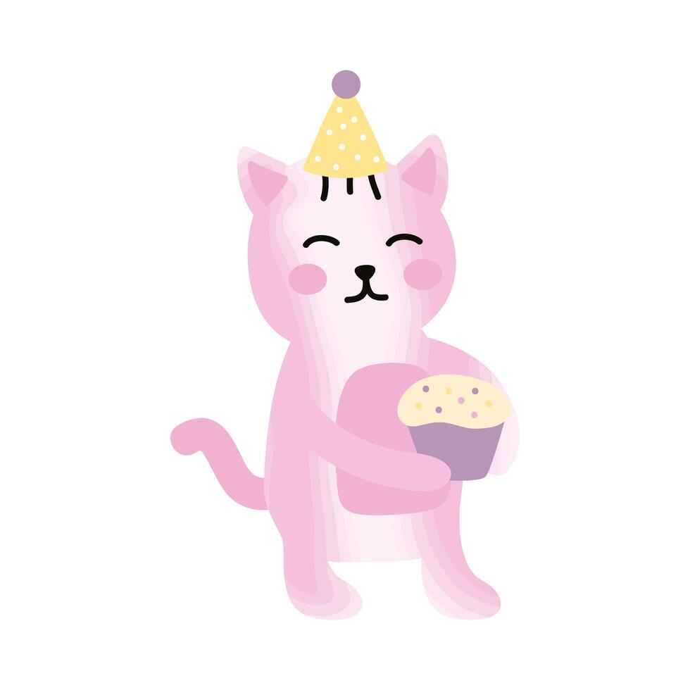 cat with cupcake vector