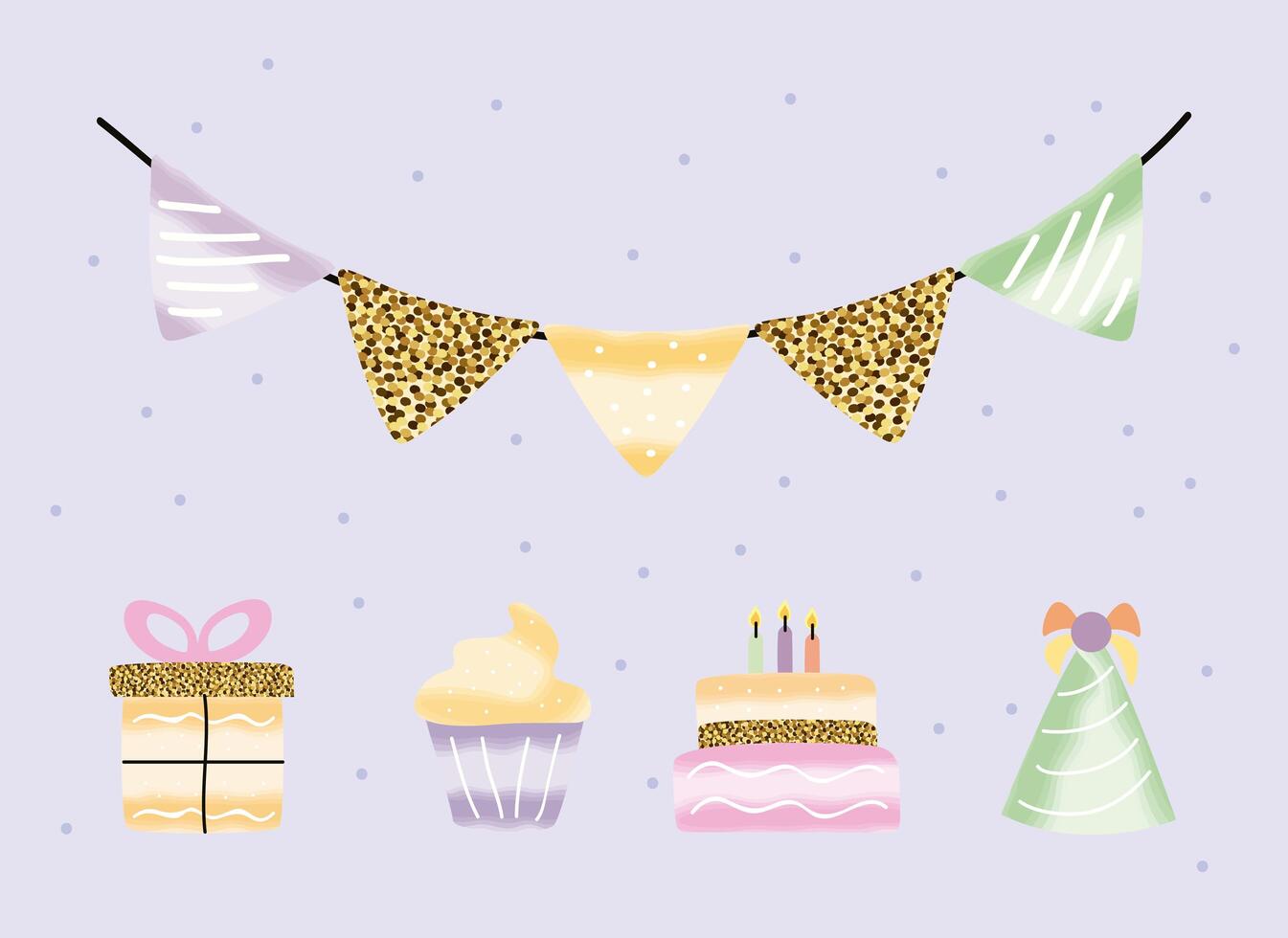 five birthday icons vector