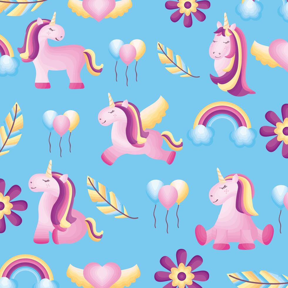 baby unicorns pattern vector