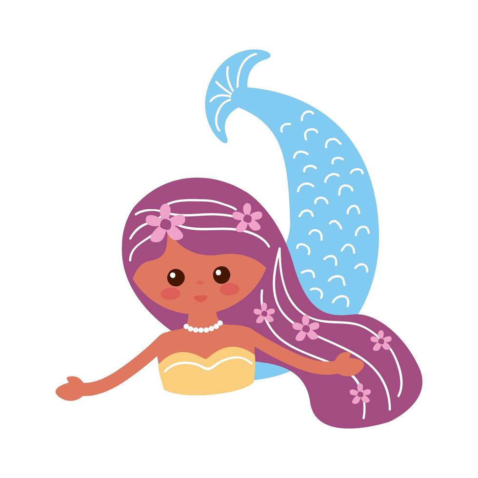 cute mermaid purple hair vector