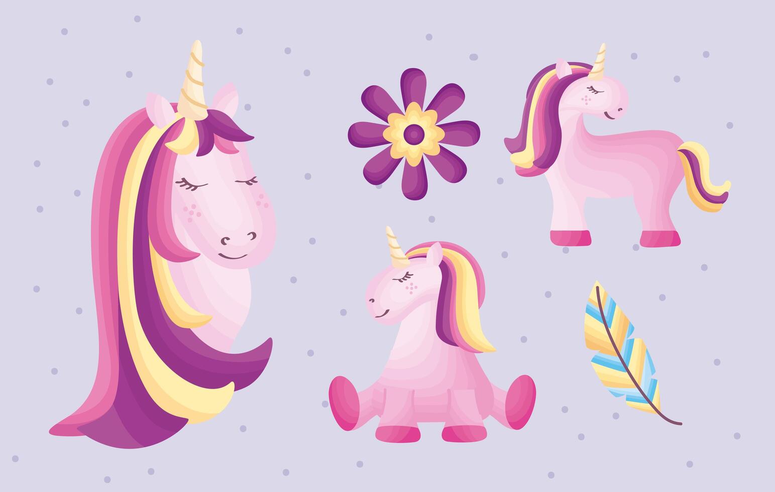 three baby unicorns vector