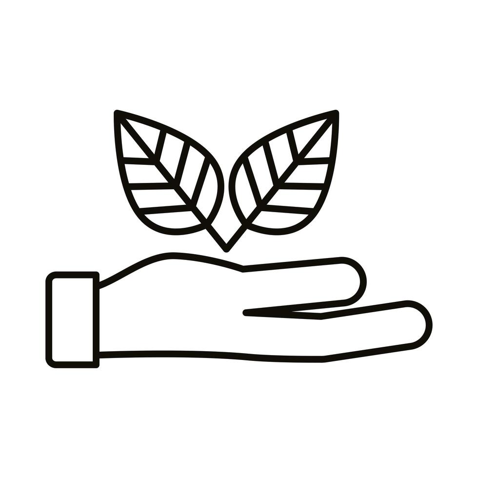 hand lifting leafs vector