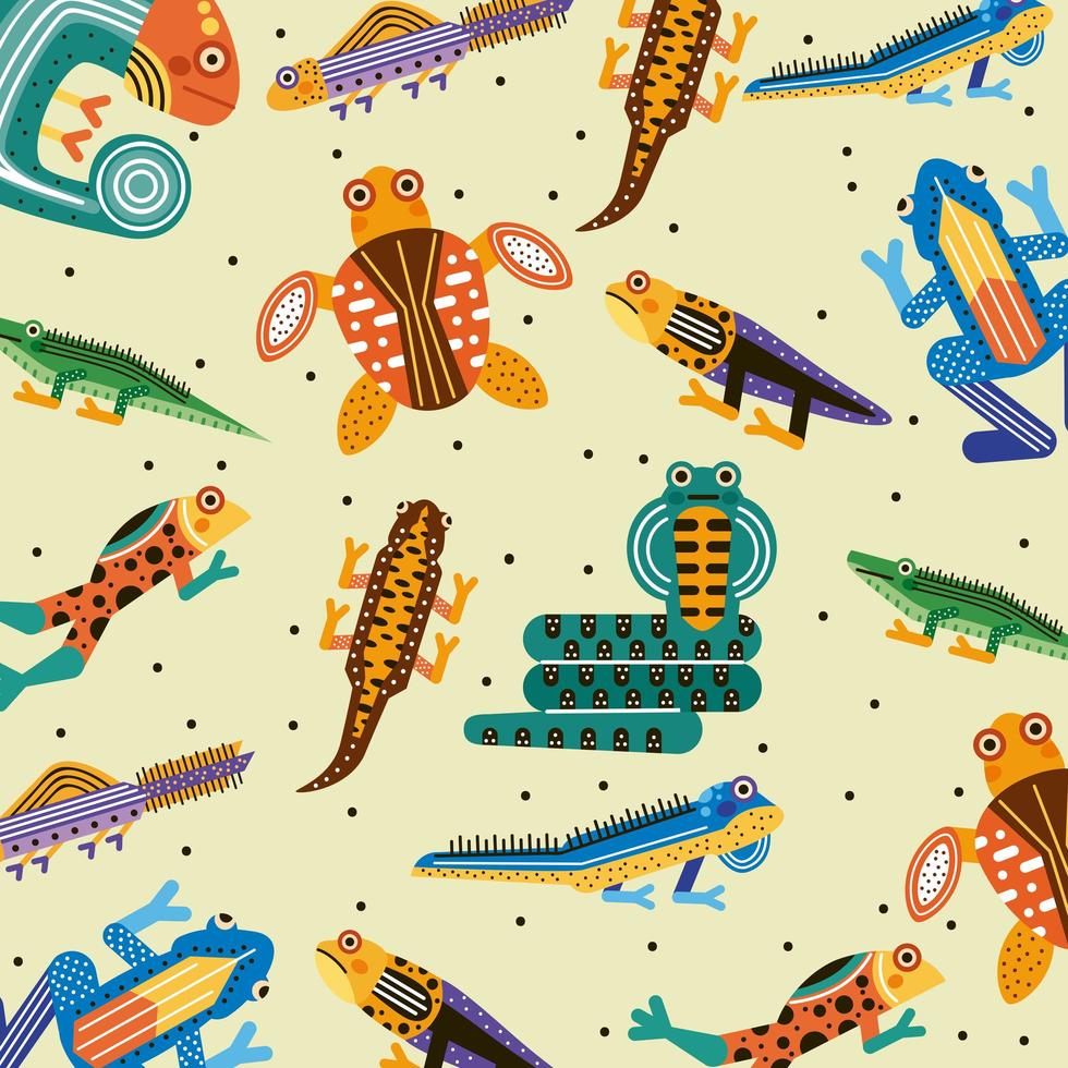 cute amphibians pattern vector