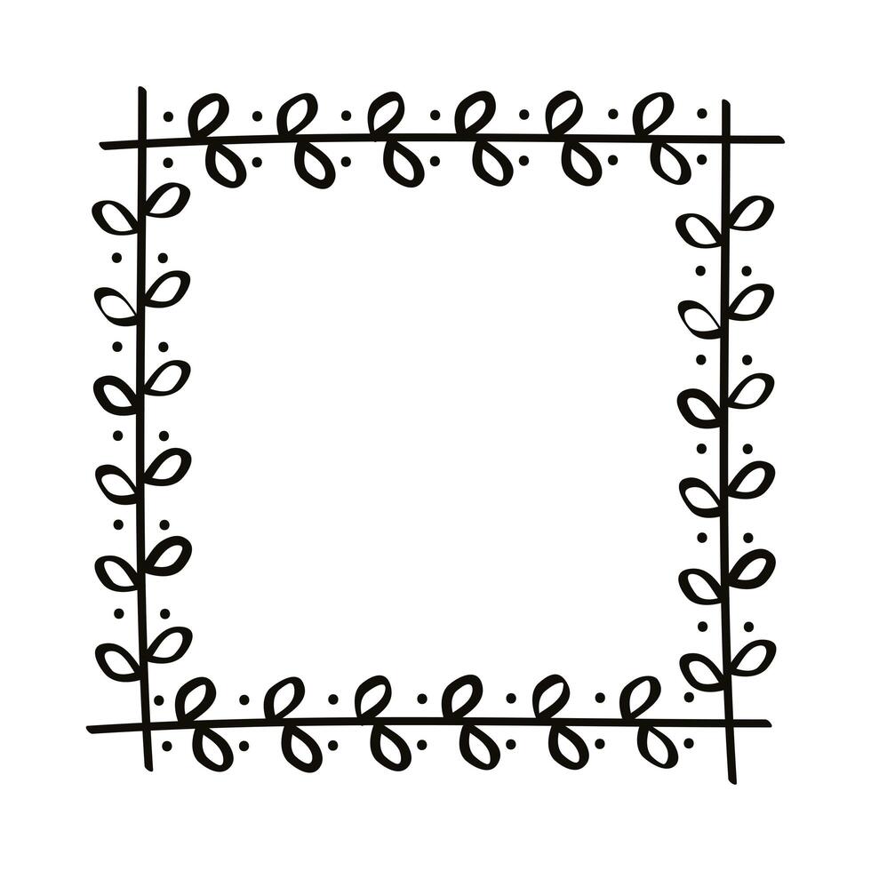 square draw leaves frame vector