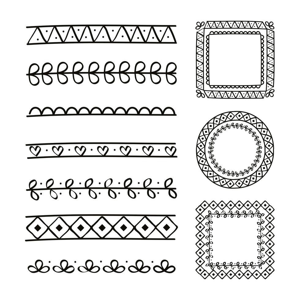 ten drawn frames vector