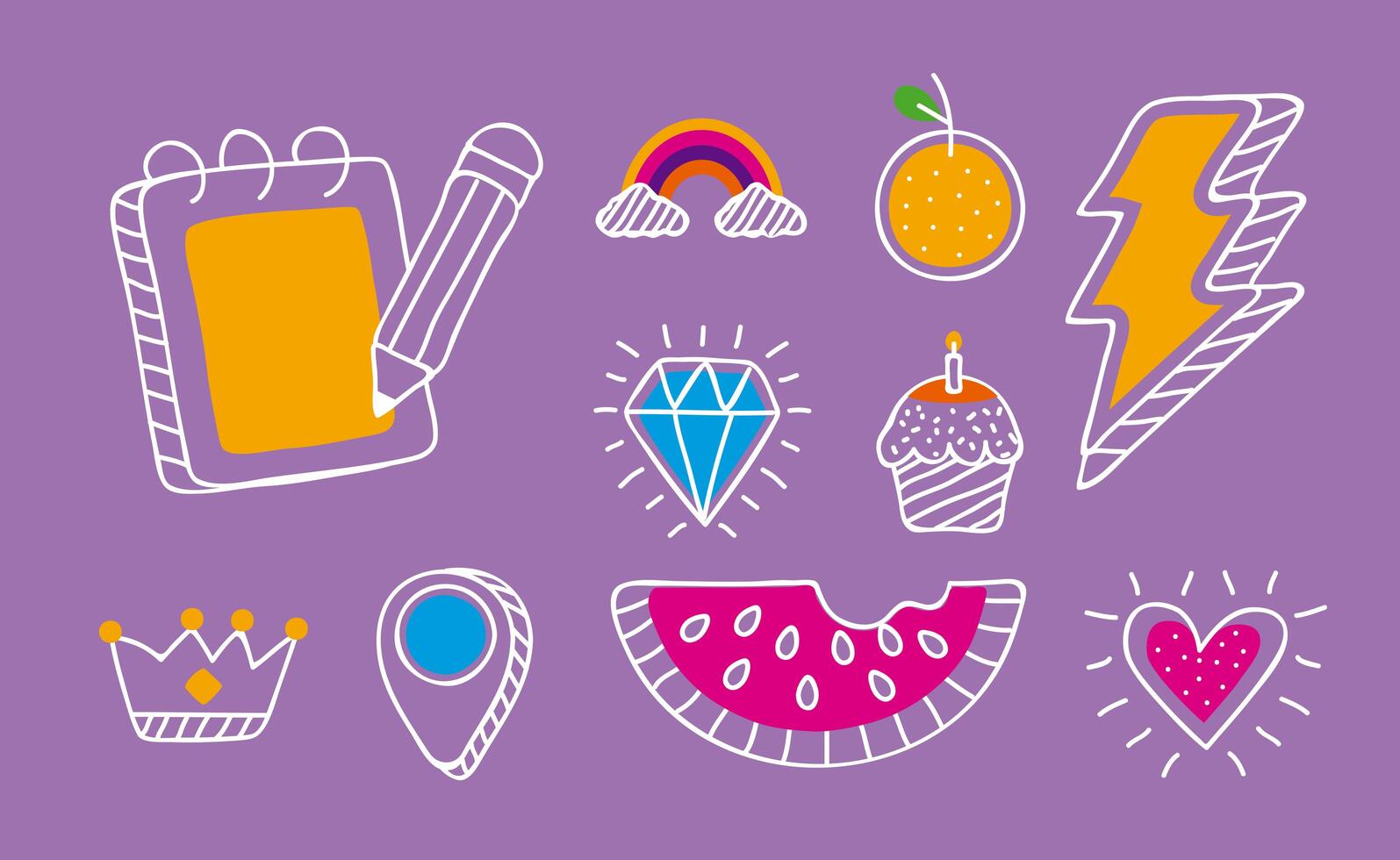 diez iconos de doodle vector