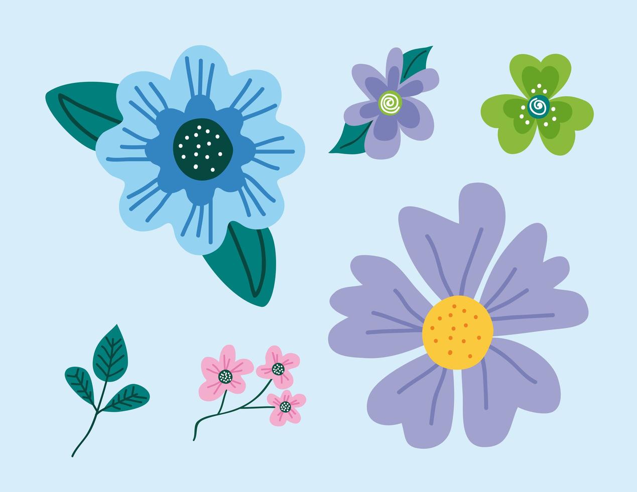 seis iconos de primavera vector