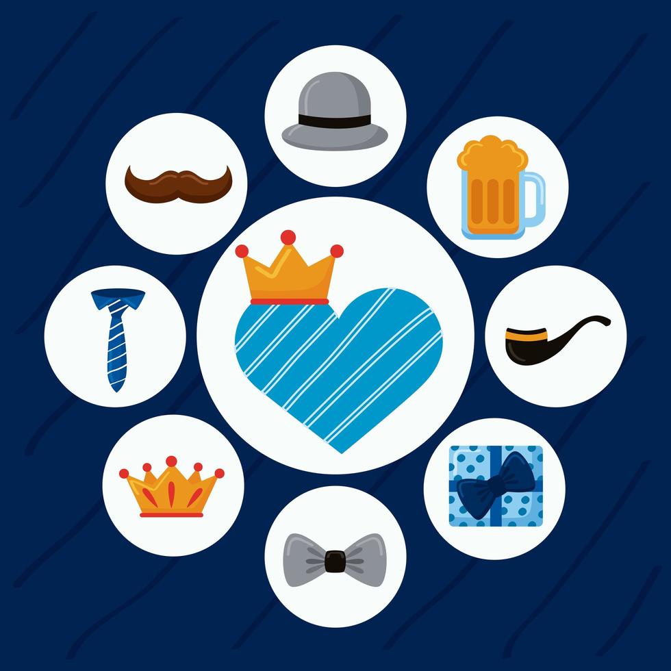 fathers day icons around vector