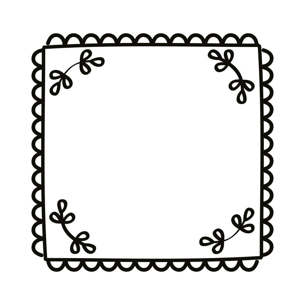square draw leafs frame vector