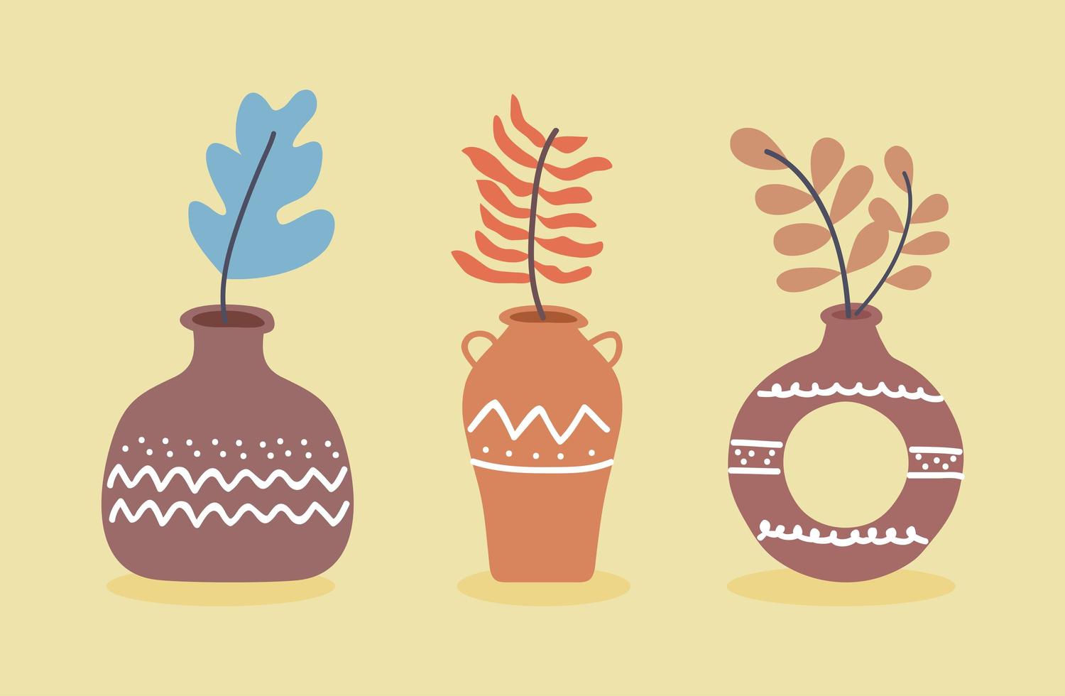 ceramic pots decoration vector