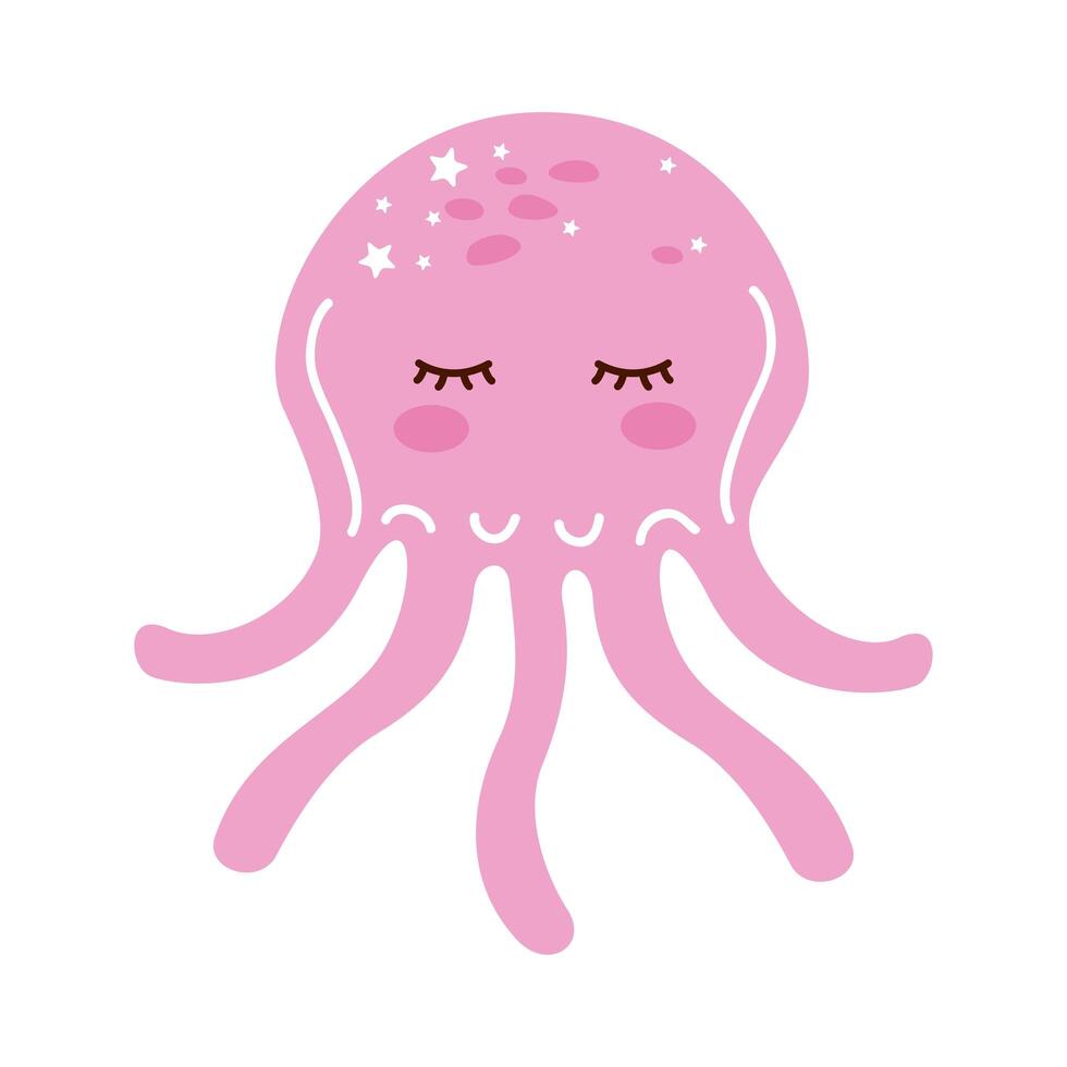 cute pink octopus vector