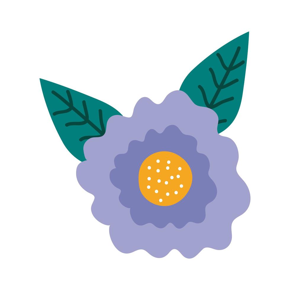 purple flower and leafs vector