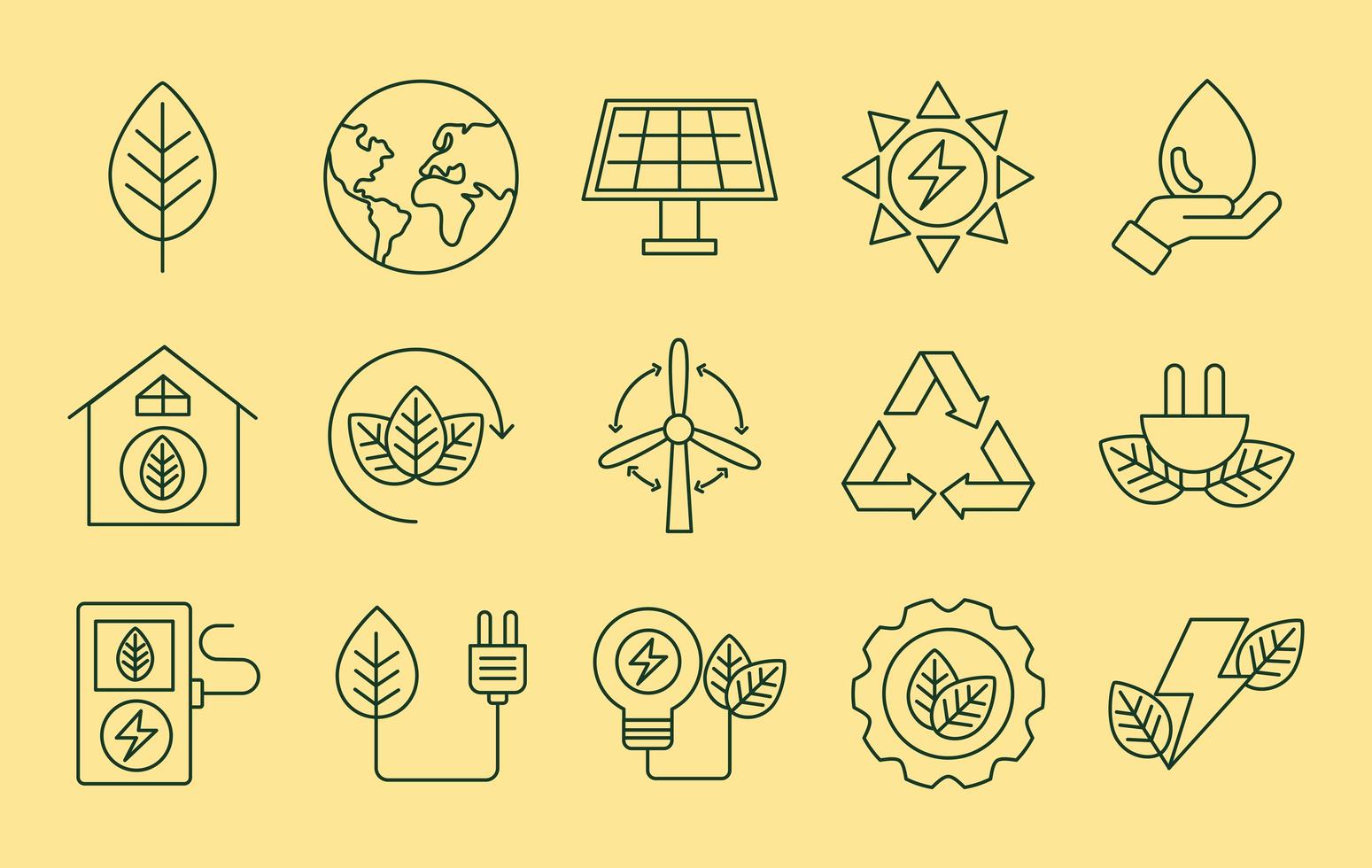 fifteen bioenergy icons vector