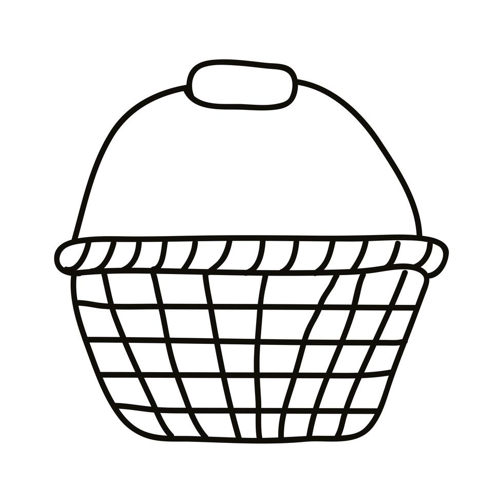basket straw drawn vector