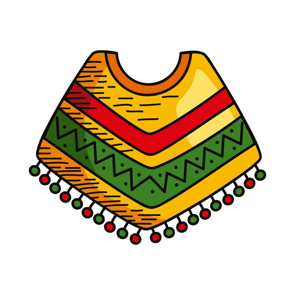 accesorio de poncho mexicano vector