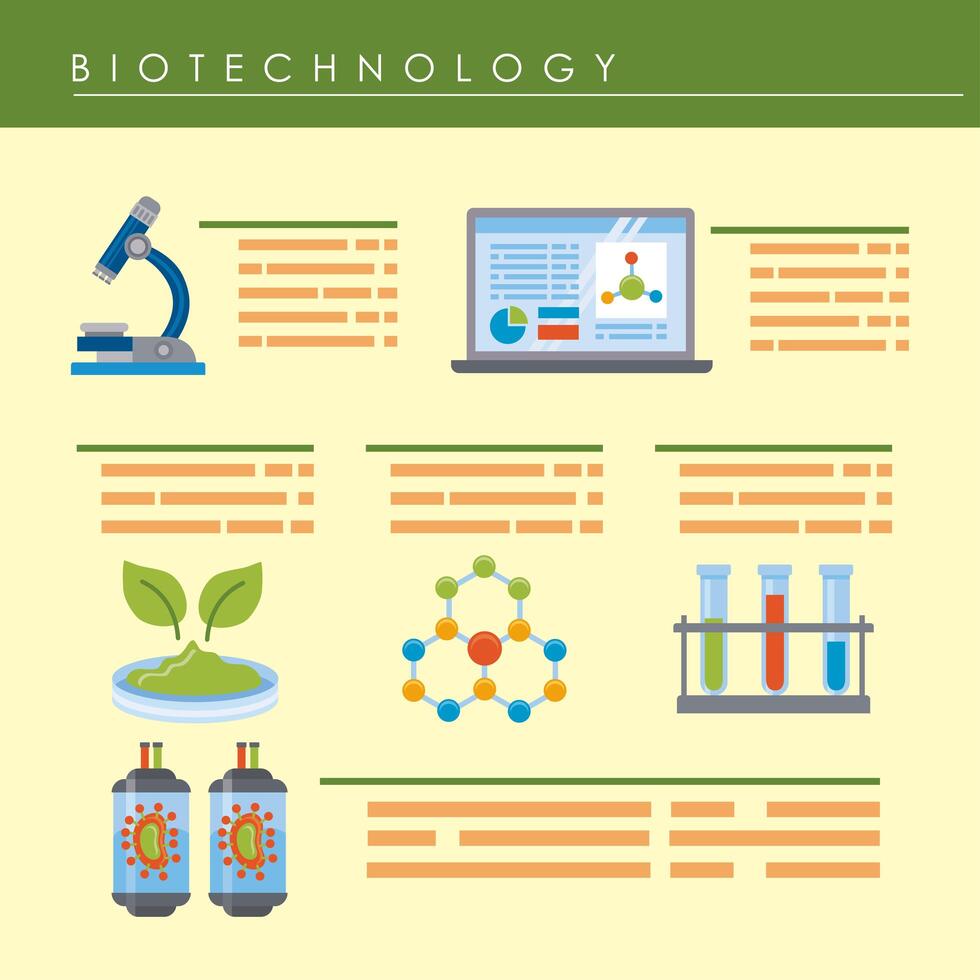 six bio technology icons vector