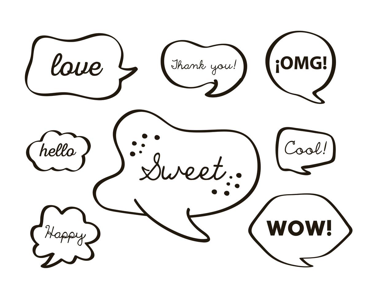 eight text balloons vector