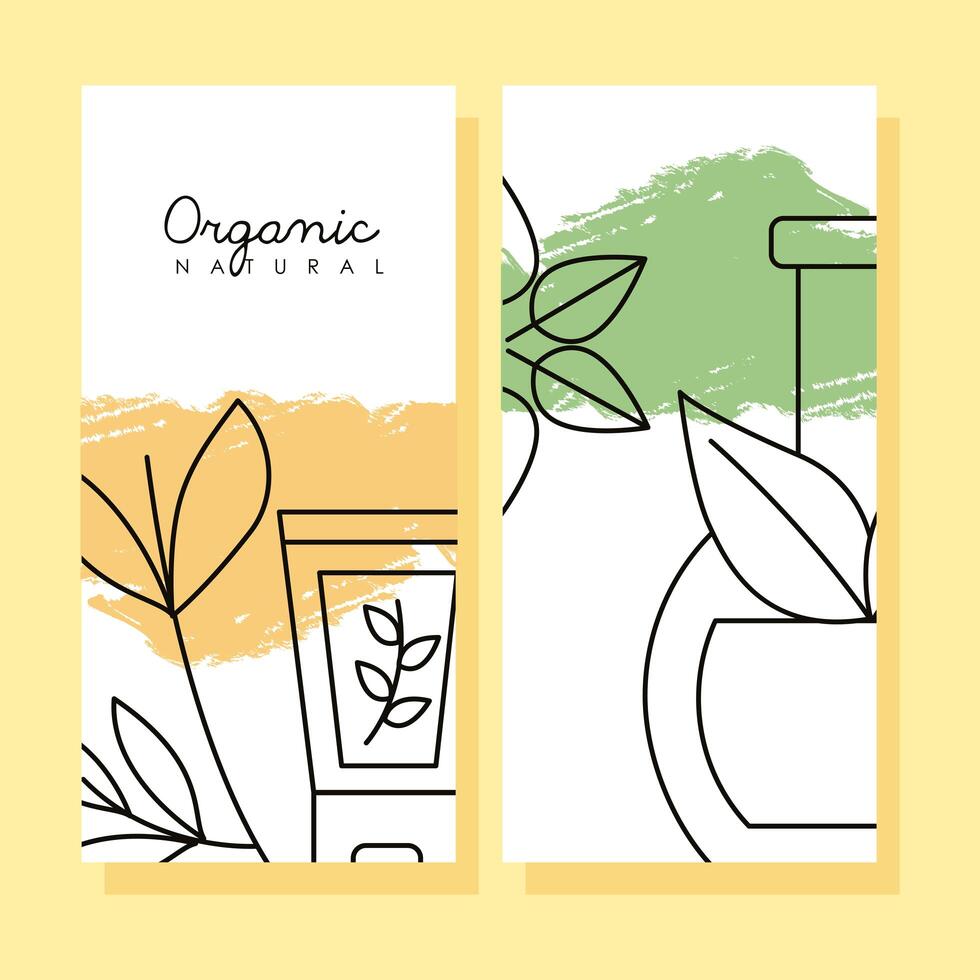 organic cosmetics cards vector