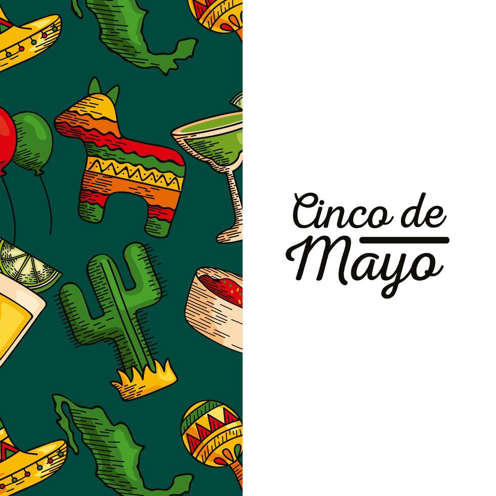 5 de mayo postcard vector
