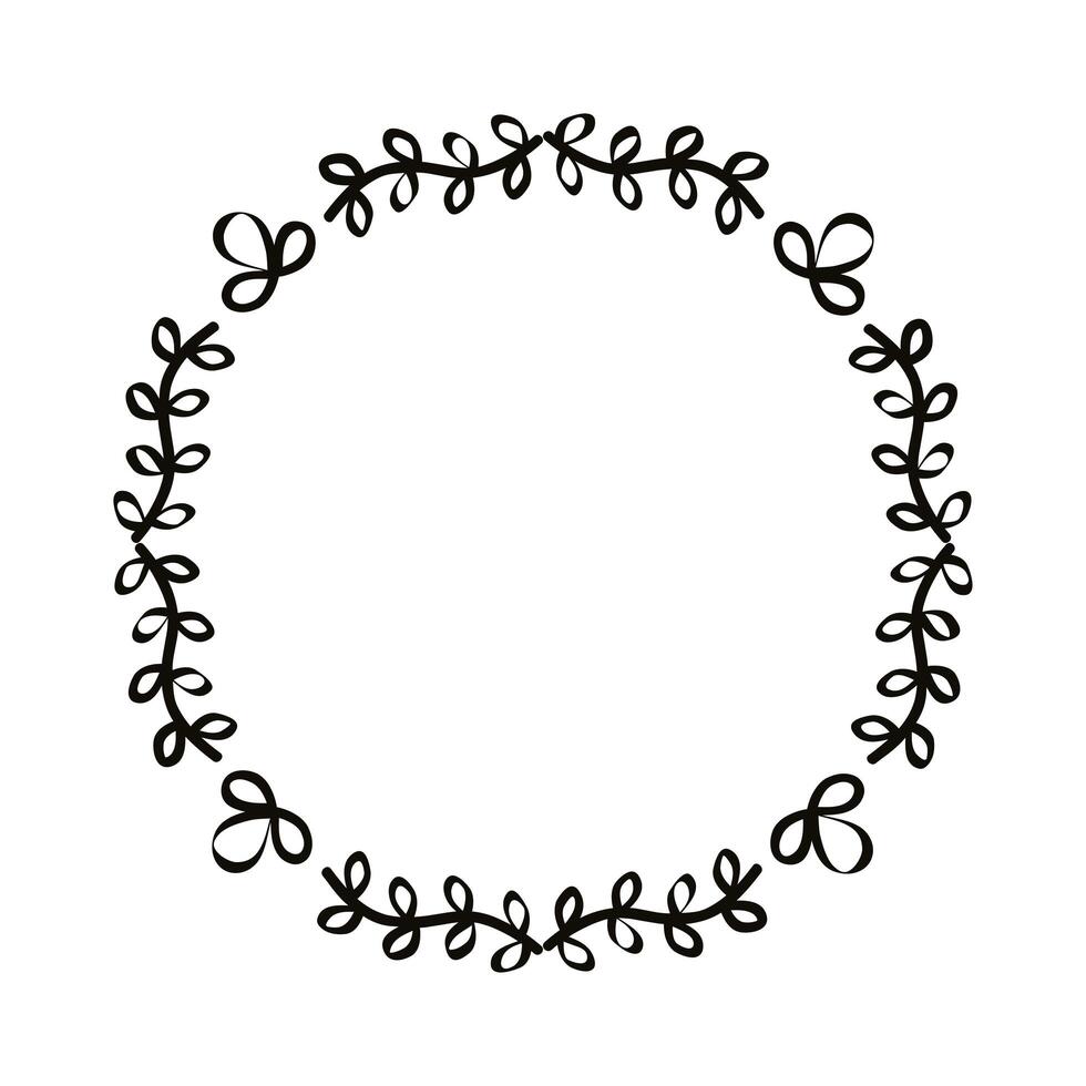 circular drawn wreath frame vector