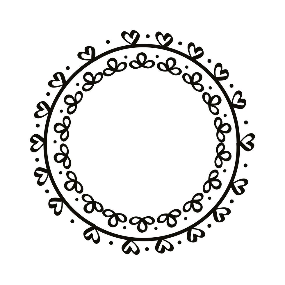 circular drawn heart frame vector