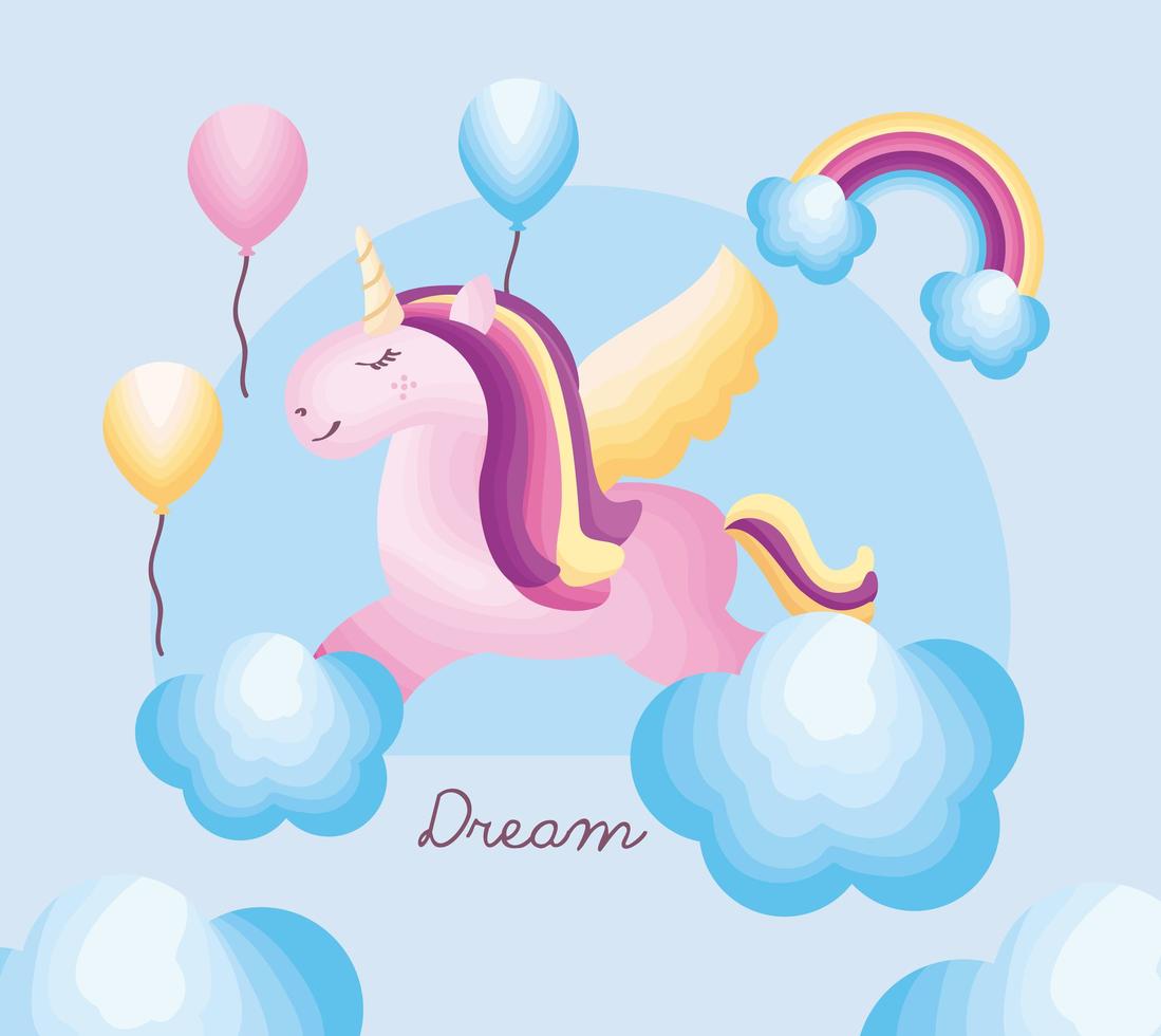 unicorn in clouds vector