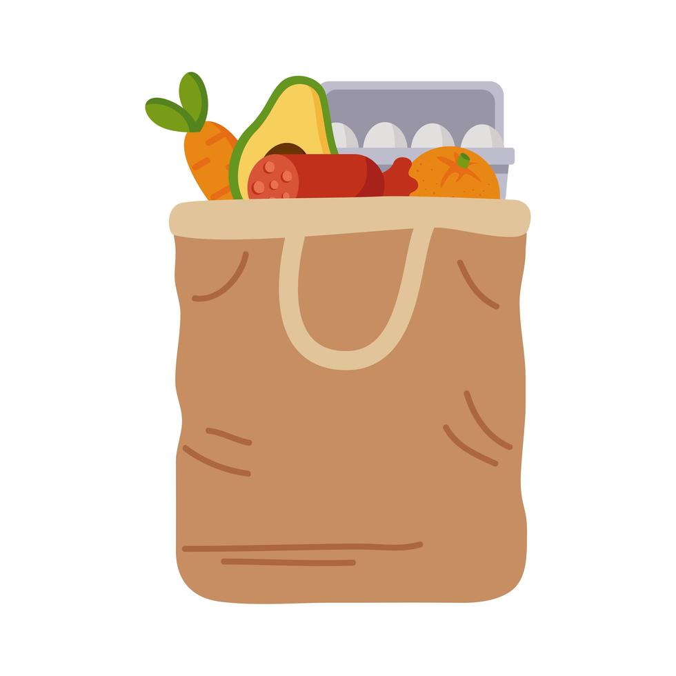 handle shopping bag with groceries vector