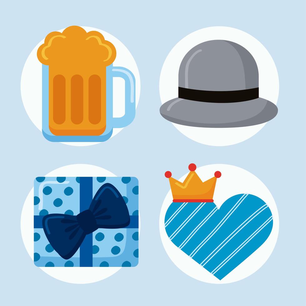 four fathers day icons vector