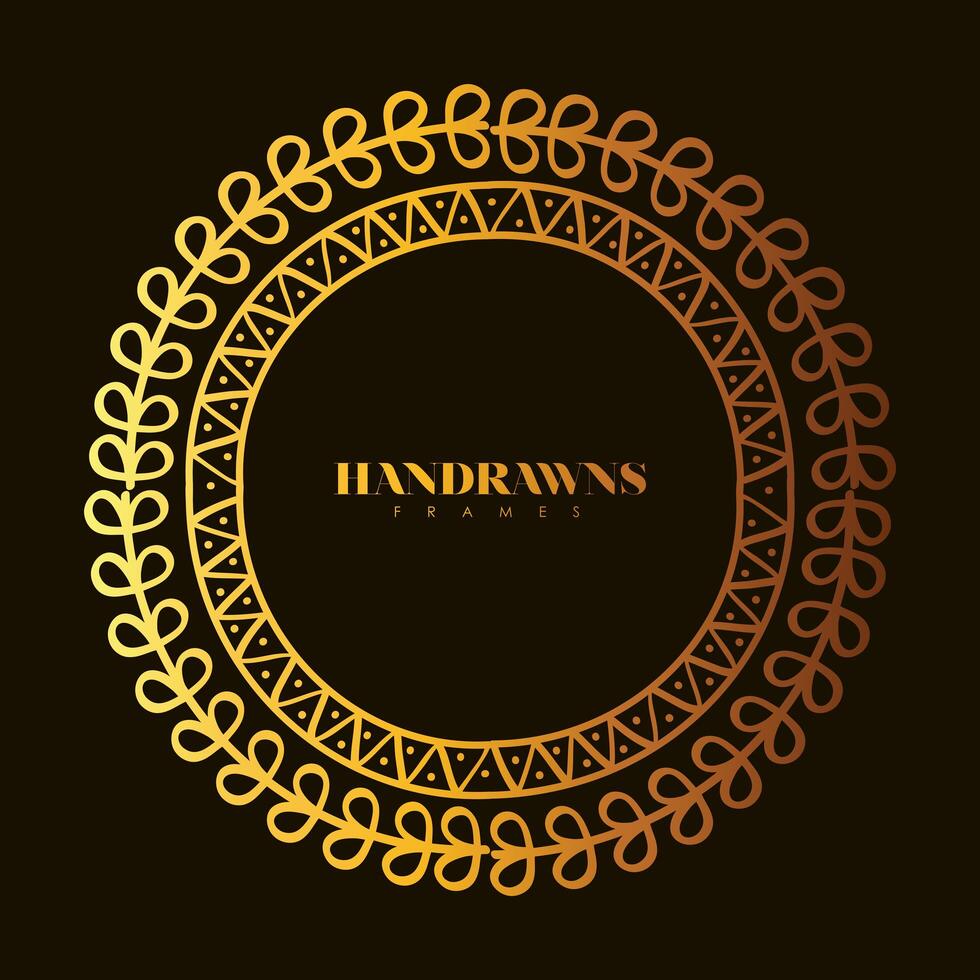 golden circular frame vector