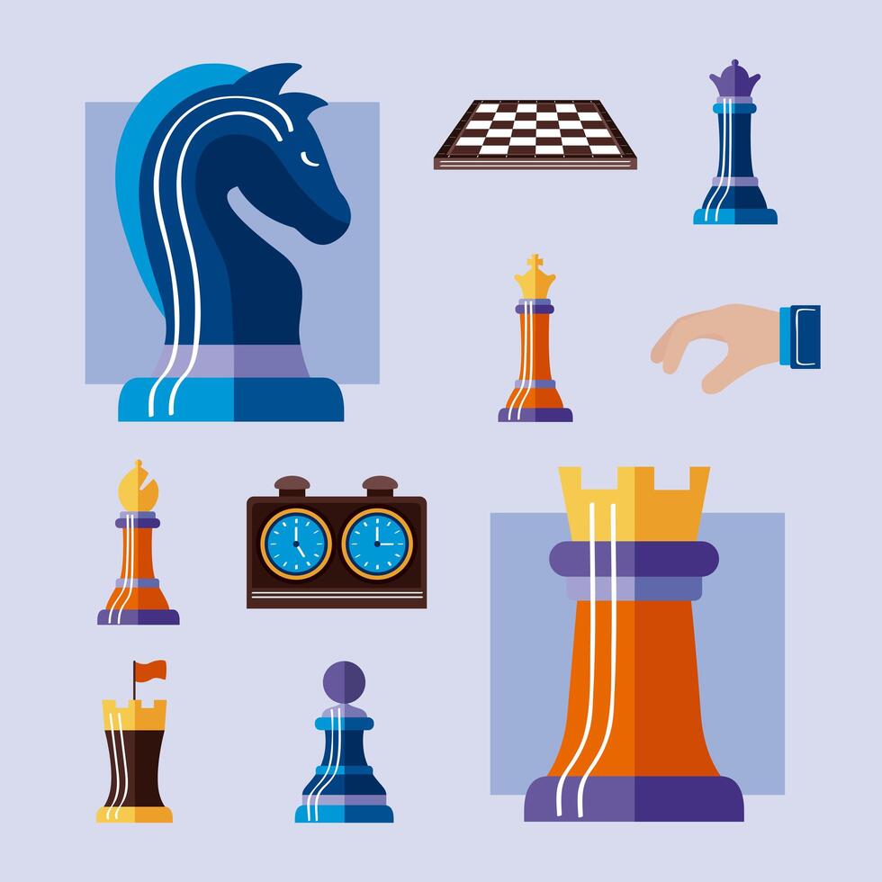 ten chess pieces vector