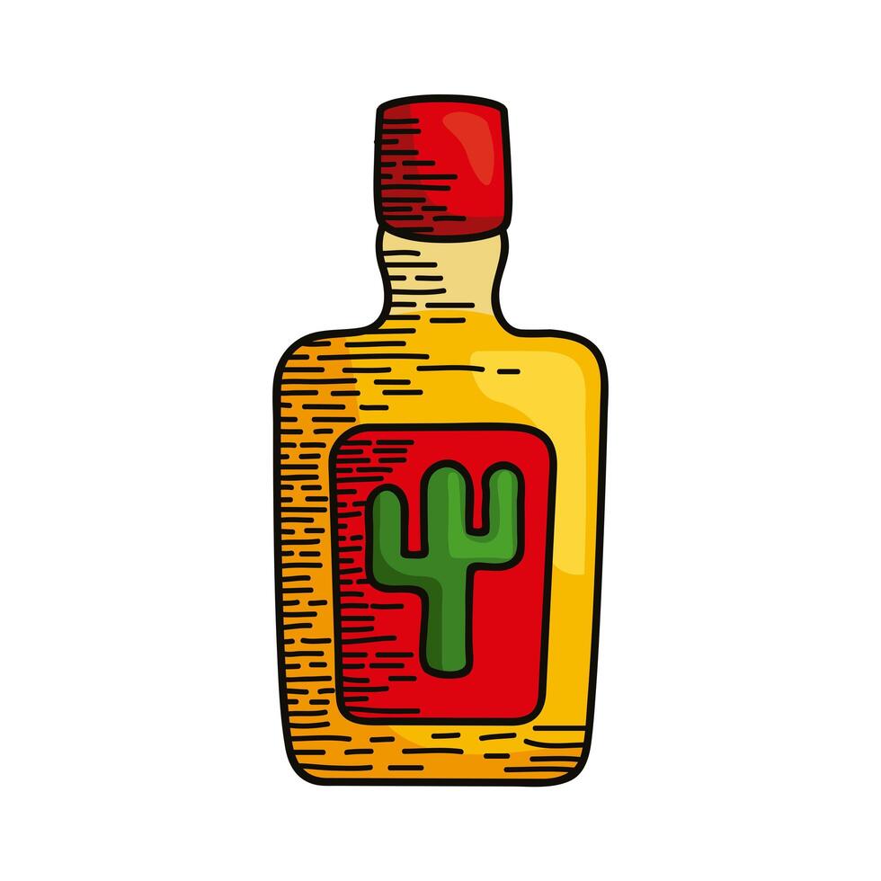 botella de tequila mexicano vector