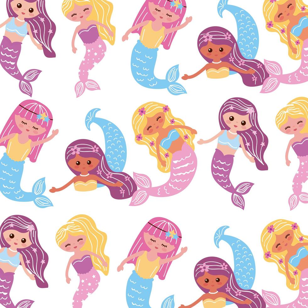 cute mermaids pattern vector