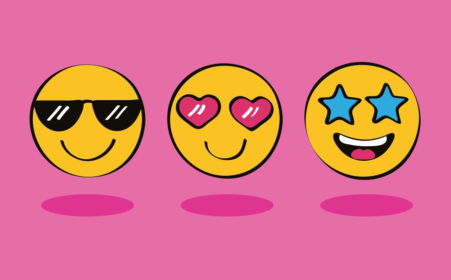 tres iconos de emojis vector