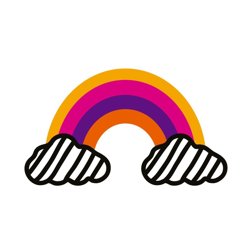 rainbow doodle style vector