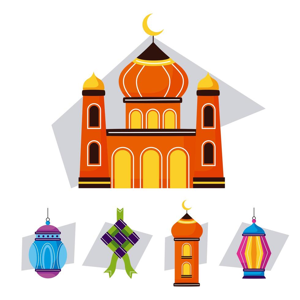eid mubarak icons vector
