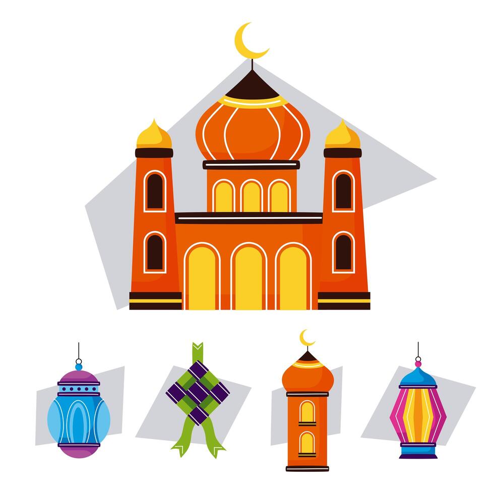 eid mubarak iconos vector