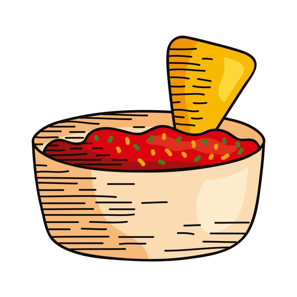 nachos with sauce vector