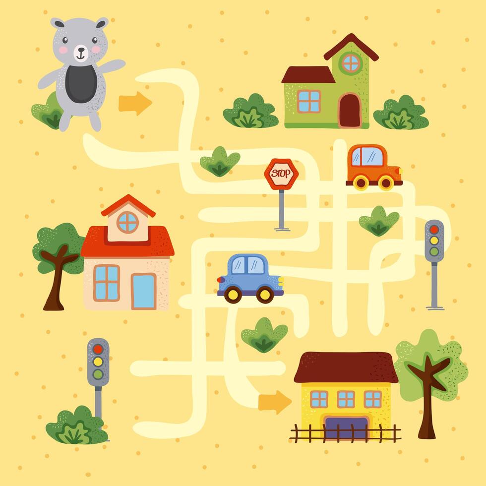 maze in yellow background vector