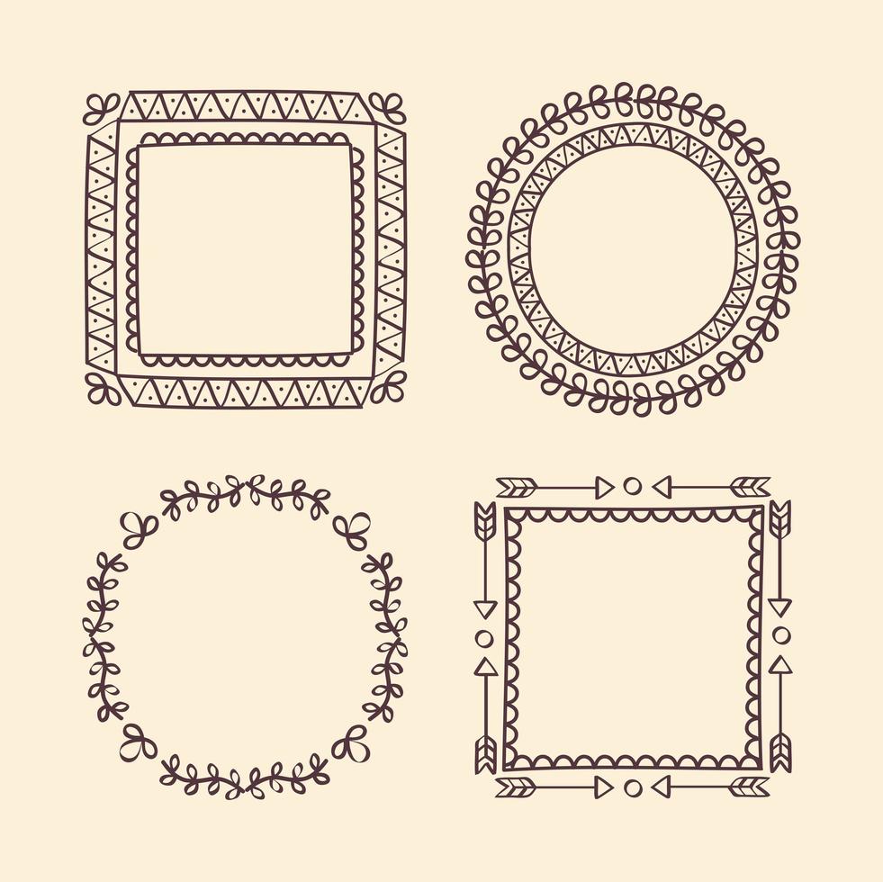 four drawn frames vector