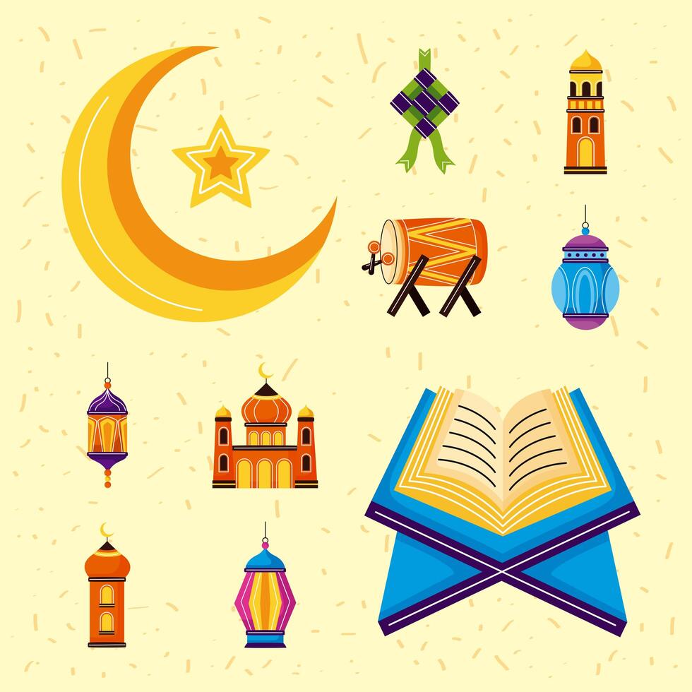 eid mubarak icons vector